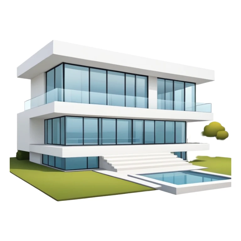 sleek modern house with large windows, flat roof, and clean architectural lines sticker