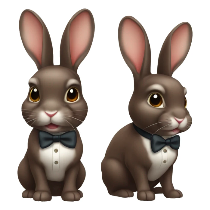 Chocolate, brown, mini Rex rabbit as a cute distinguished gentleman sticker