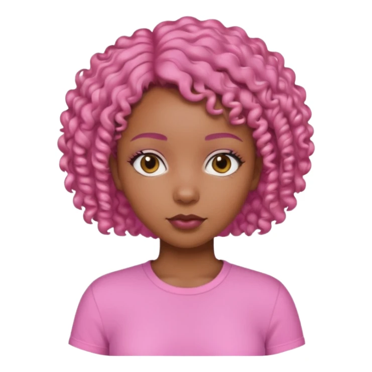 black girl with pink short curly hair sticker