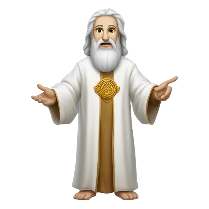 A full-length prophet in a white robe waves his hand, with the inscription "Привет" in the center at the bottom sticker