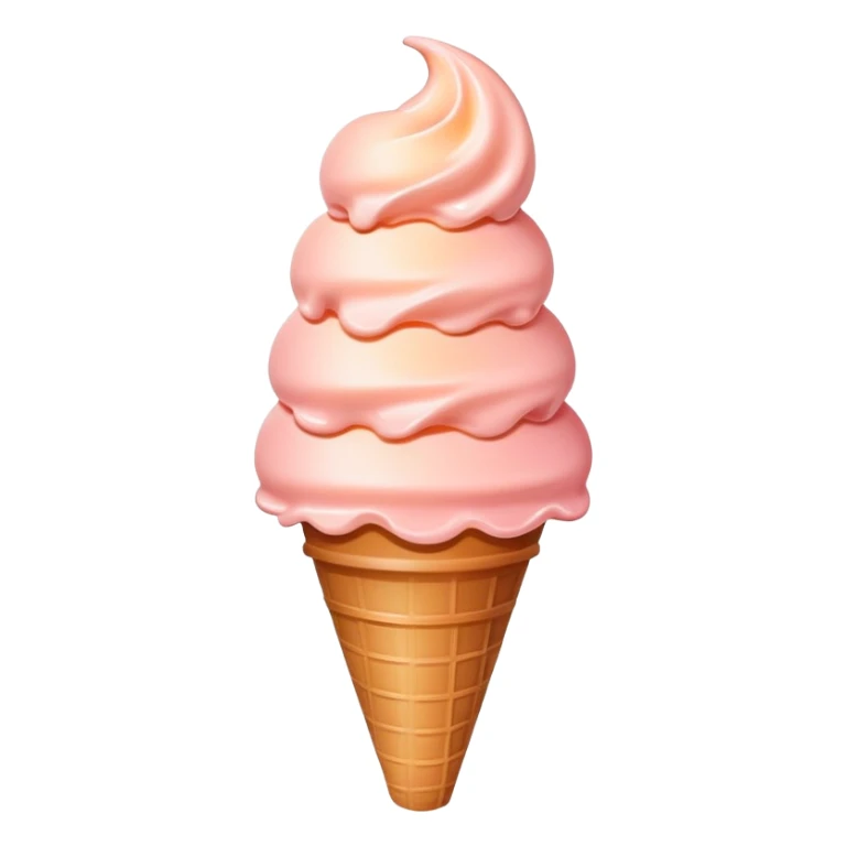 Peach ice cream in a cone, peachy pink color sticker