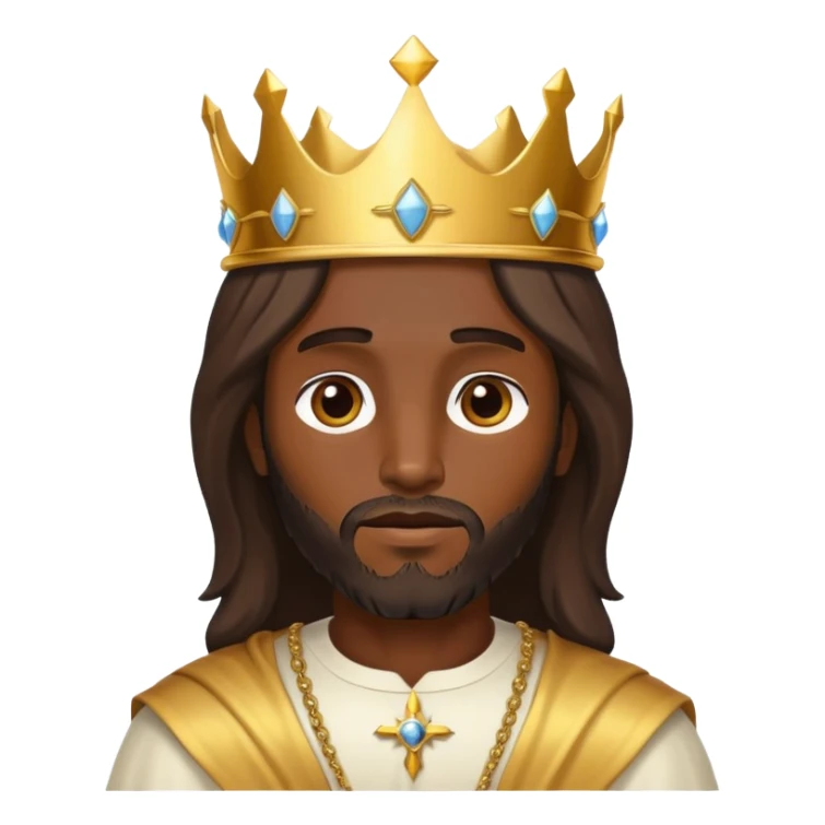 Dark skin christ Jesus walking Gold Crown on head sticker