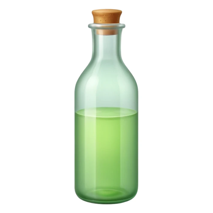 a bottle of light green liquid, matte, simple, clear sticker