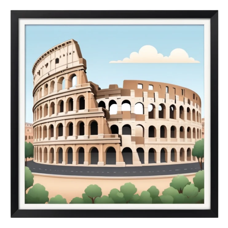 Colosseum in Rome with soft muted colors, not bright sticker
