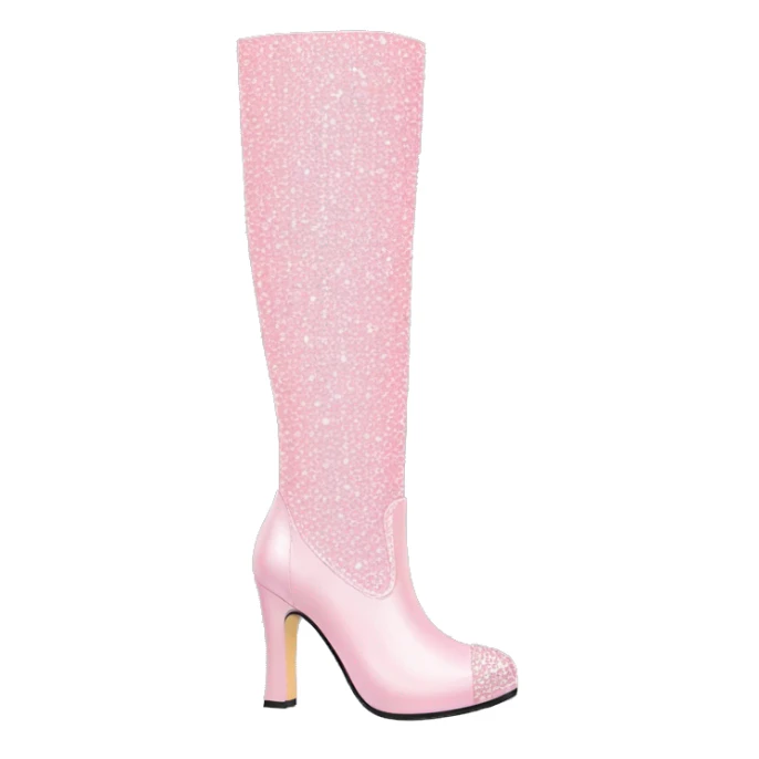 Pastel pink bling knee heel boots sticker