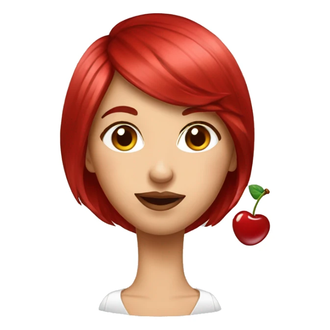 Woman with cherry hair sending a kiss sticker