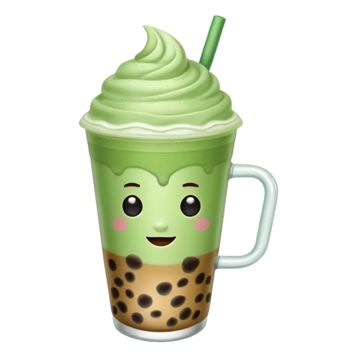 matcha latte with boba and ice without sticks and add a lil coffee  sticker
