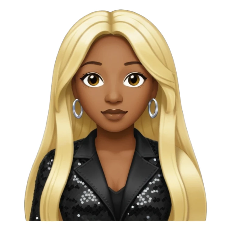 Lelee from SWV with long blonde hair, black sequin outfit sticker
