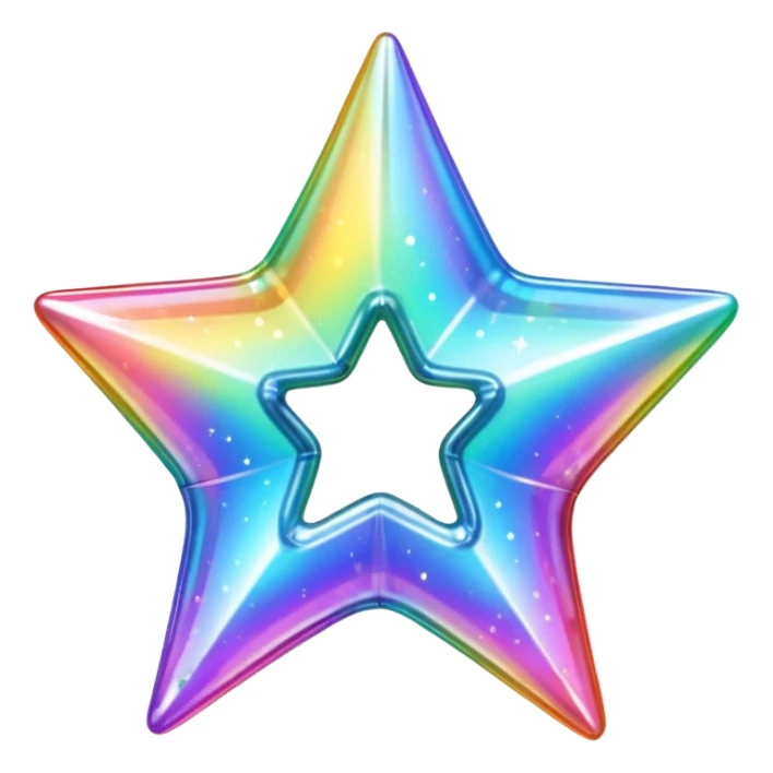 vibrant holographic rainbow y2k aesthetic hollow glass star sticker
