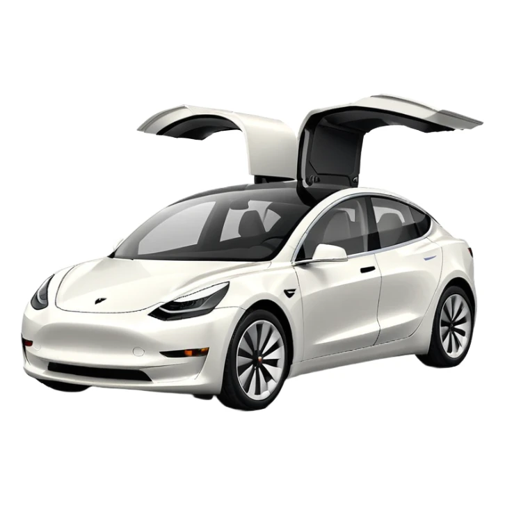 Tesla model 3 white. Icon. In a hurry. No wings  sticker