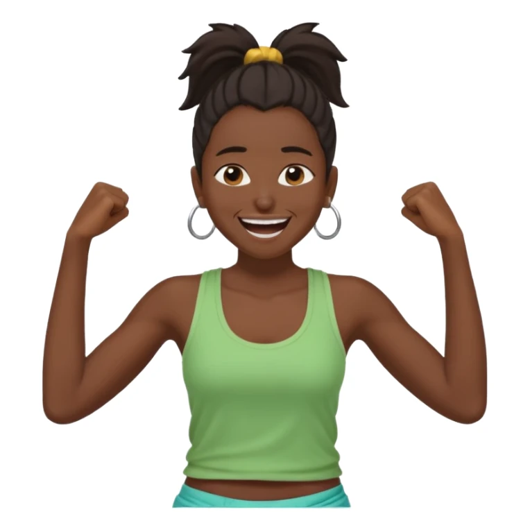 Baiza Ethiopian, dark hair Oldest but immature, no filter, funny Pose: laughing wildly, arms flailing age 21, hair in pony tail sticker