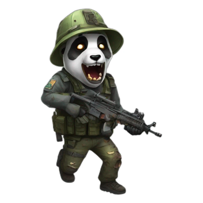 Panda as a zombie call of duty sticker