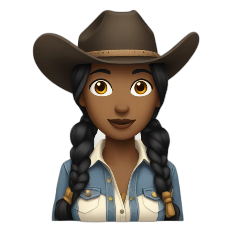cowgirl straight black hair sticker
