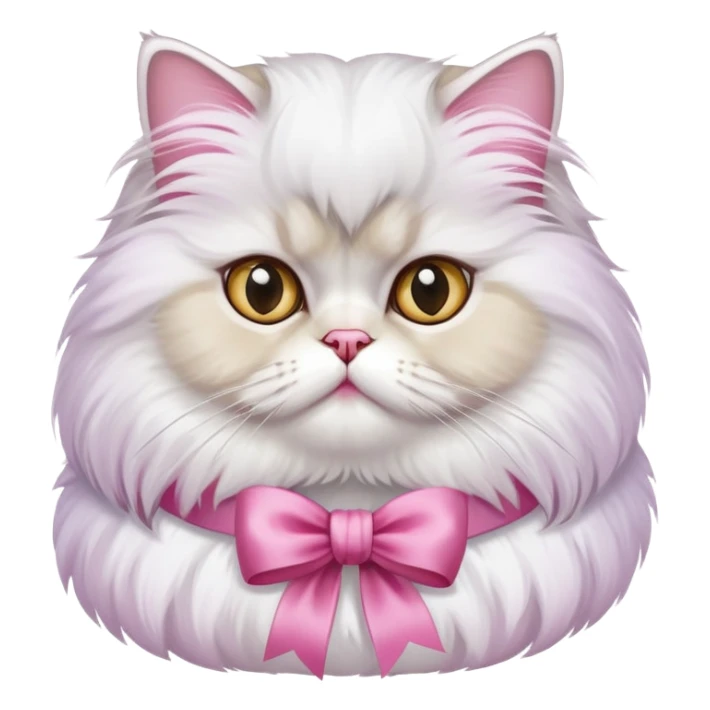 A Persian Cat Neck Wearing a pink silk ribbon sticker