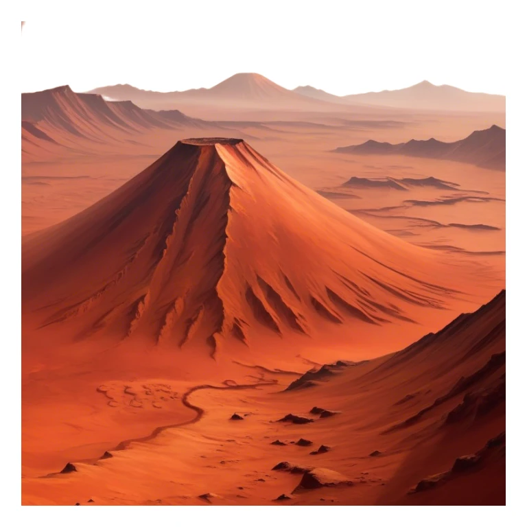 🔥 Cinematic Realistic Mars – A striking, high-resolution image of the Red Planet, featuring its iconic rust-colored terrain, deep canyons, and towering volcanoes. Swirling dust storms can be seen in the thin Martian atmosphere, with sunlight casting long shadows over its desolate, rocky landscape. sticker