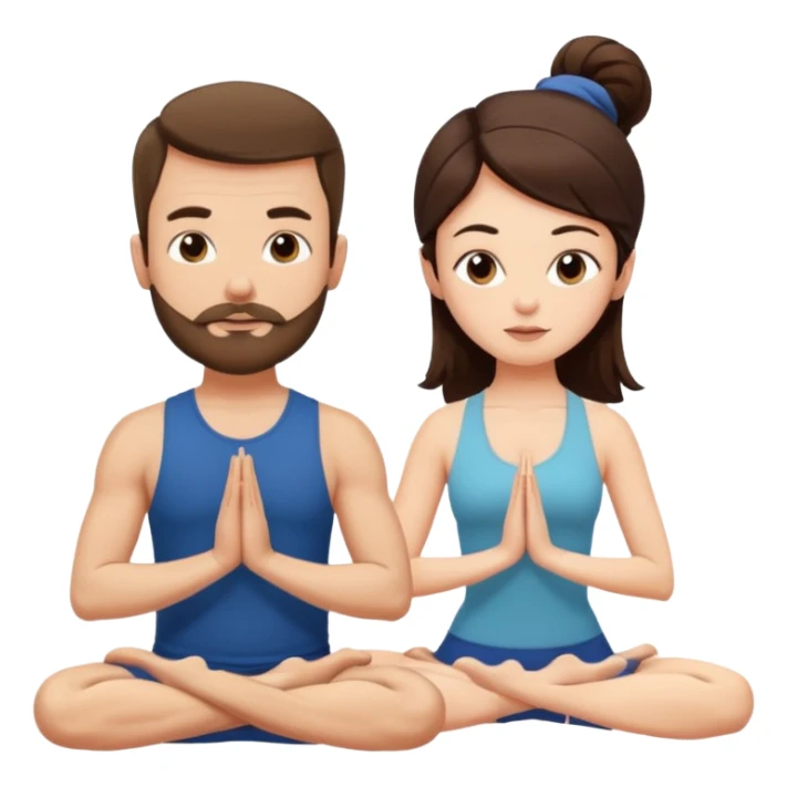 scottish man with stubble, brunette woman doing yoga sticker