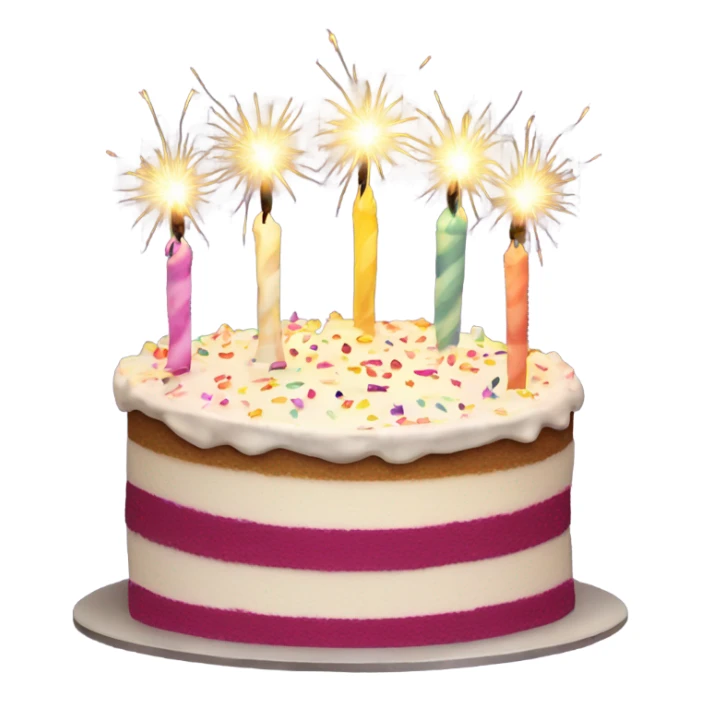 Birthday cake with sparkler candles sticker