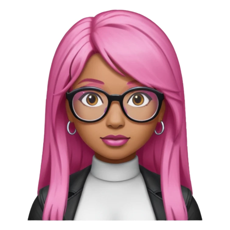 Rapper Nicki Minaj pink hair wear glasses sticker