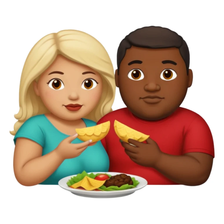 Fat Mexican woman and fat light skinned black guy eating together sticker