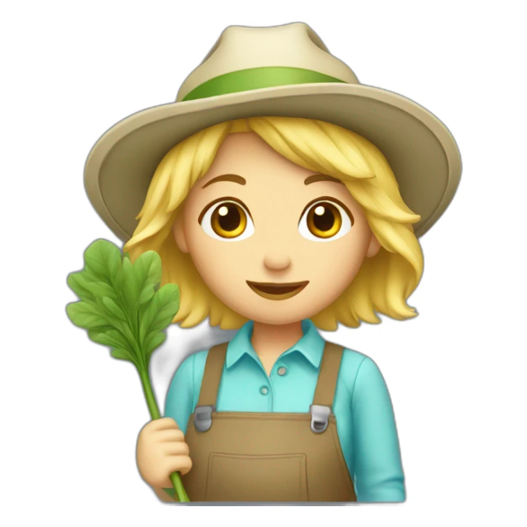 short blonde hair gardener girl with hat sticker