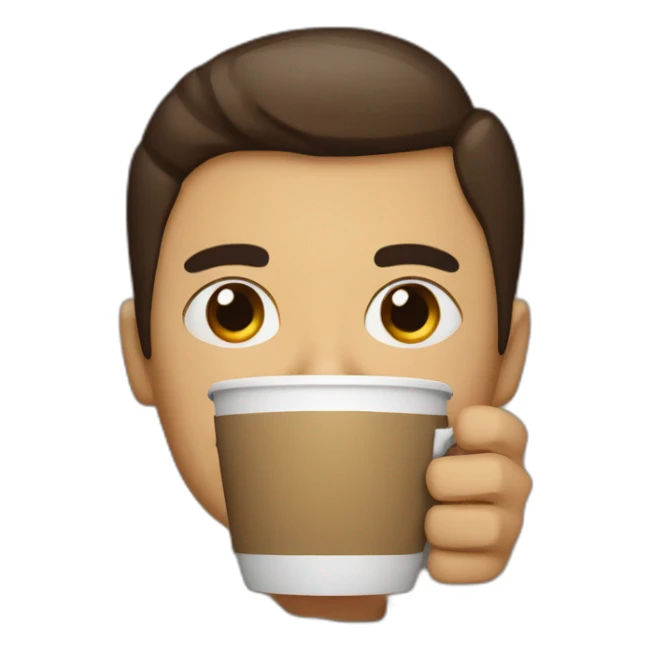 person with a cup of coffee in hands and eyes wide open sticker