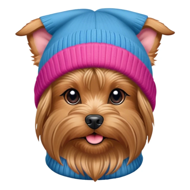 Cute graphic of yorkshire terrier with long beanie hat sticker