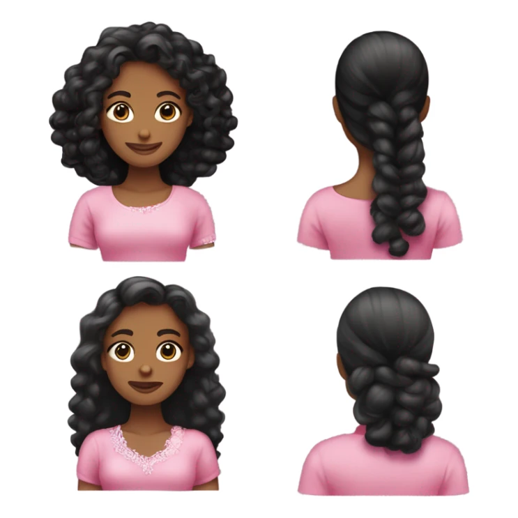 uma menina negra de cabelos enrolados e castanhos claros com um laço rosa e uma roupa elegante e rosa sticker