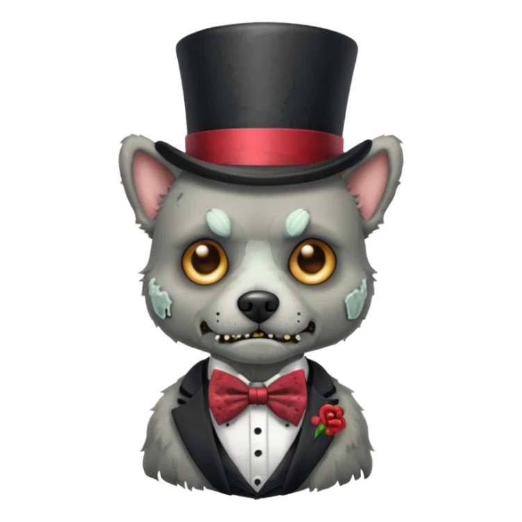 zombie dog with bow tie and top hat sticker