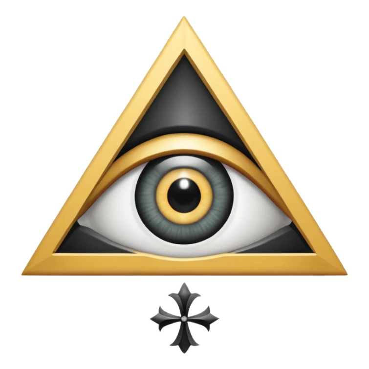 Equilateral triangle with eye in center with hidden Templar cross in pupil sticker