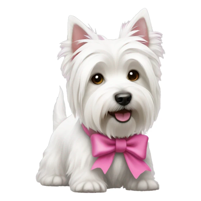 West Highland White Terrier dog with a pink bow on the ear sticker