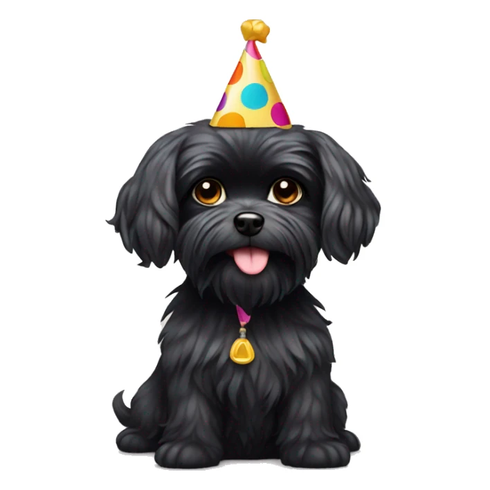 Black Maltese Dog with party hat on sticker