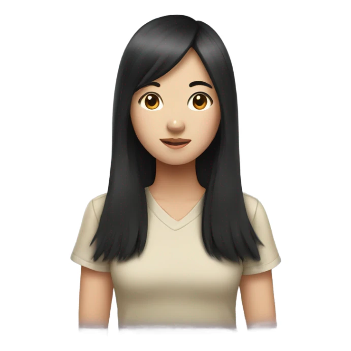 asian girl long black hair standing sticker