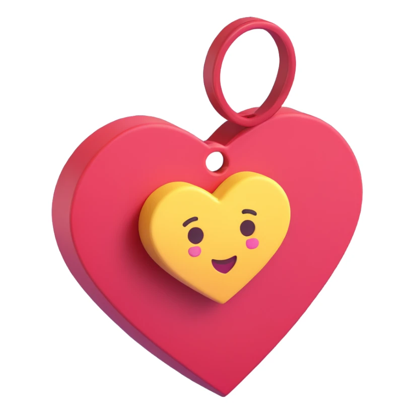 Change the gift tag to a heart shape, keep the microsoft style 3d fluent emojis, no background. sticker