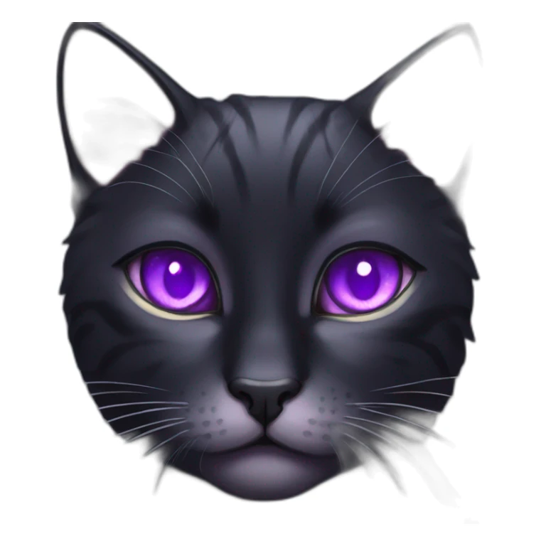 scaly black cat purple eyes fishtail sticker