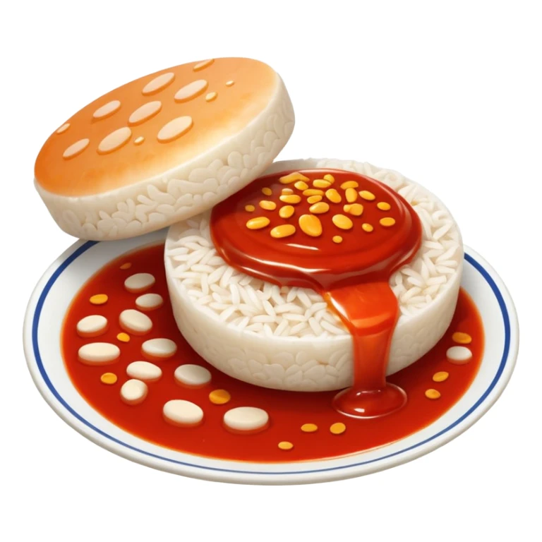 떡볶이, close-up of rice cakes with sauce, cute and simple sticker