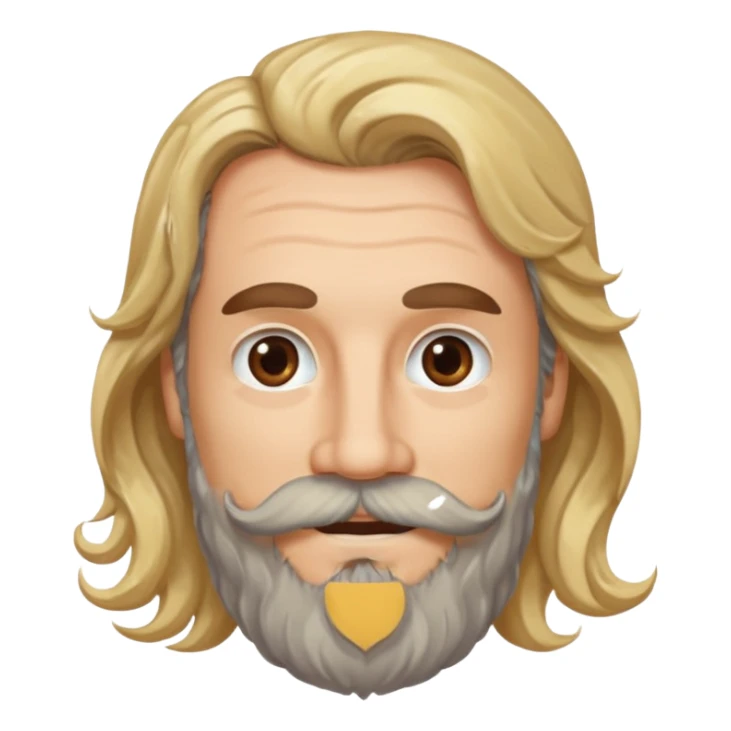 MID AGE MAN WITH LONG BLOND & bROWN WAVY HAIR; AND BROWN & GREY MOUSTACH AND BEARD, HAPPY EYES sticker