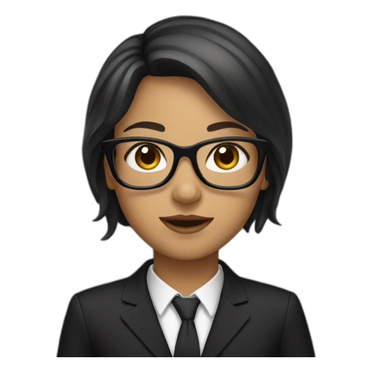 a girl in a black suit and glasses sticker