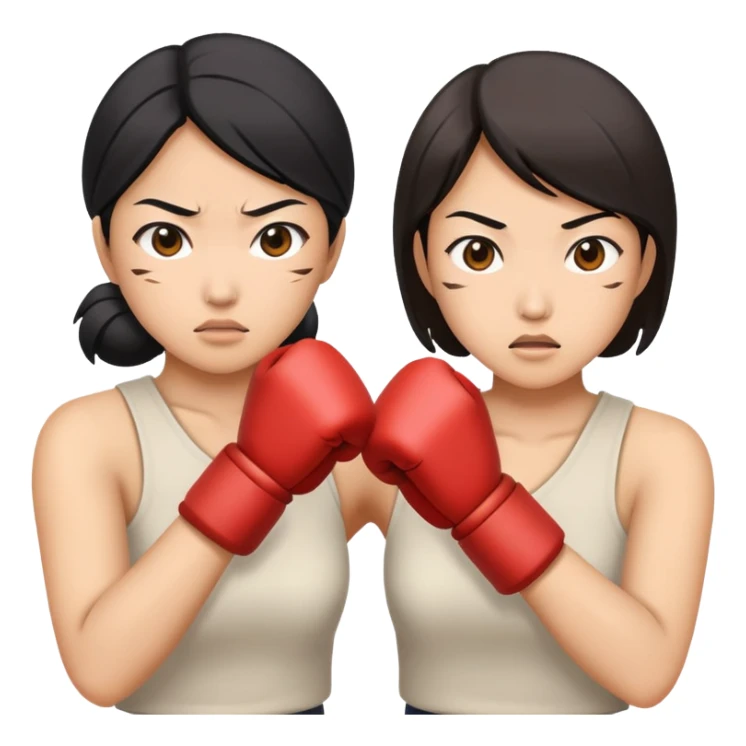 two asian woman fighting  sticker