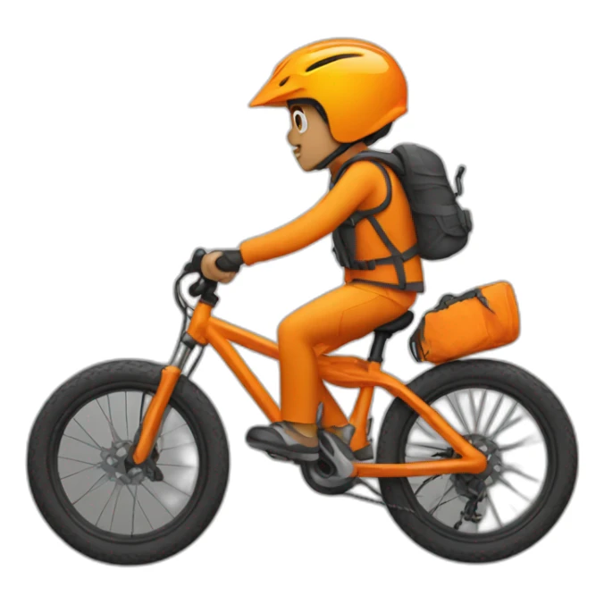 orange moutain bike person sticker