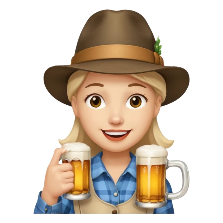Erstelle smilie "zwinkerndes Gesicht" mit Bierkrug und Hut sticker