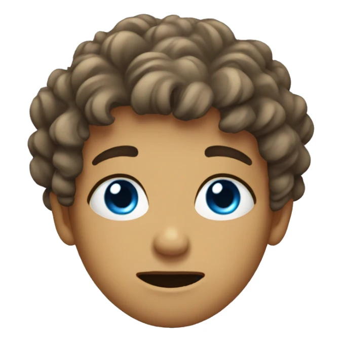 Crying smirk face blue eyes and short curly hair  sticker