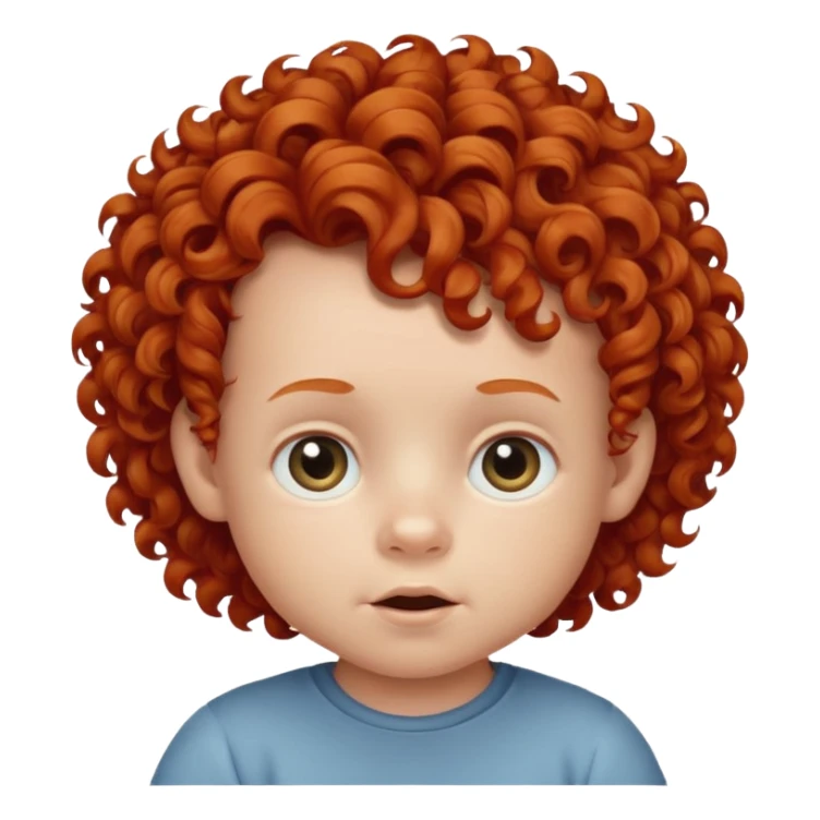 redhead kid with unique face features and very curly hair baby kid boy sticker