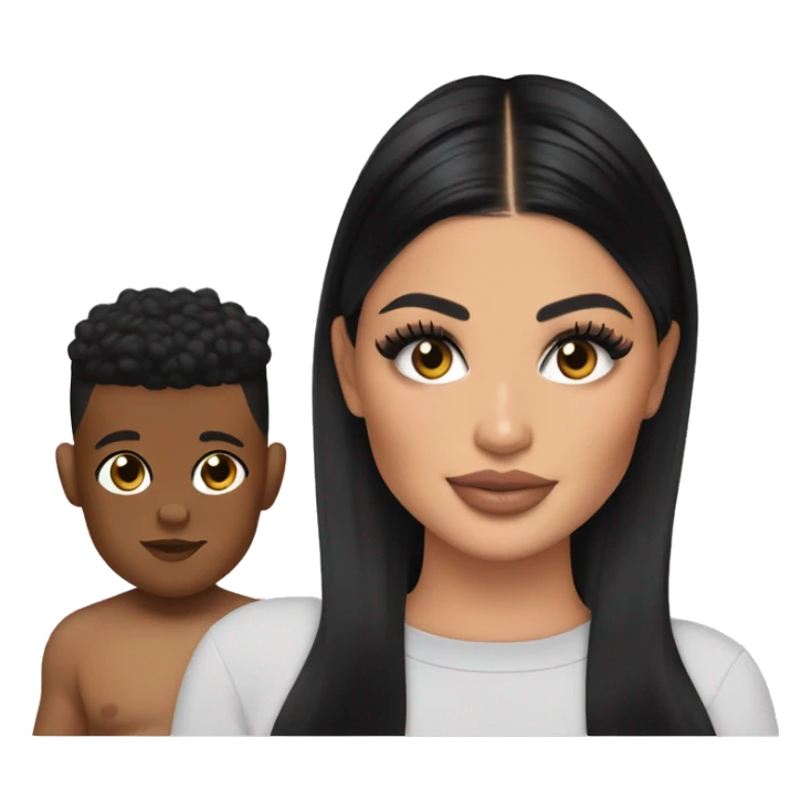 kylie jenner with stormi webster and aire webster as iphone emojis sticker