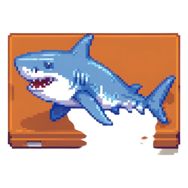 shark with blue shoes pixel art sticker