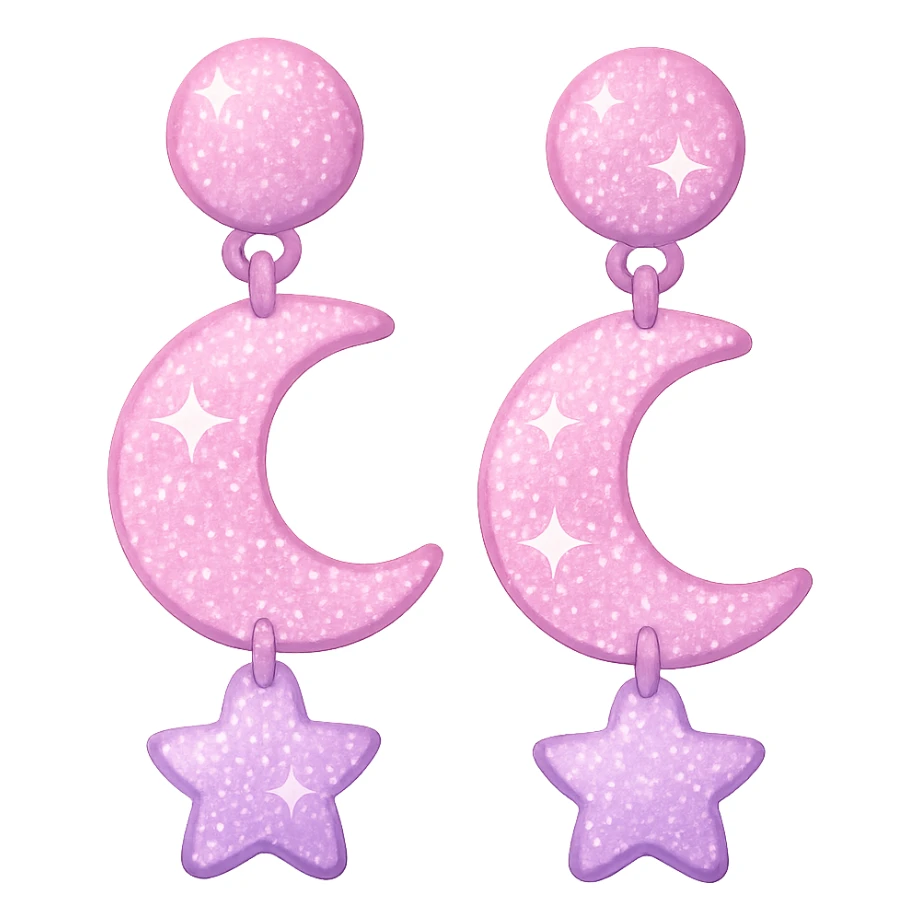 girly sparkling earrings, cute, shiny sticker