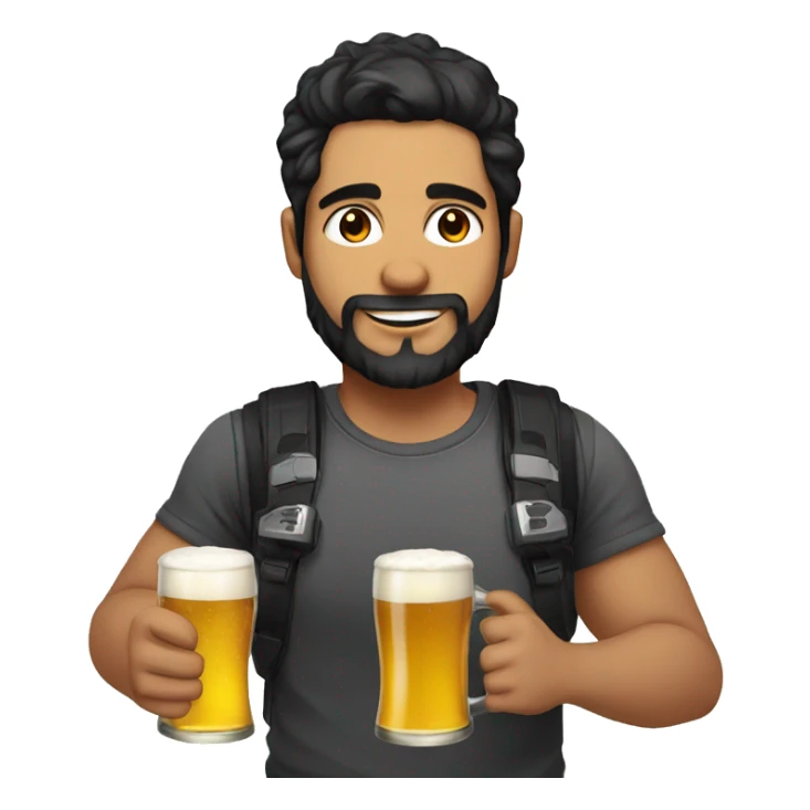 Gamer 28 years old with beard black hair with a beer  sticker