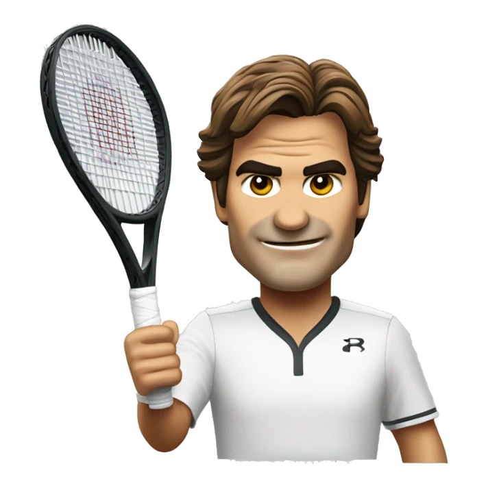 Rodger Federer with Tennis racquet sticker