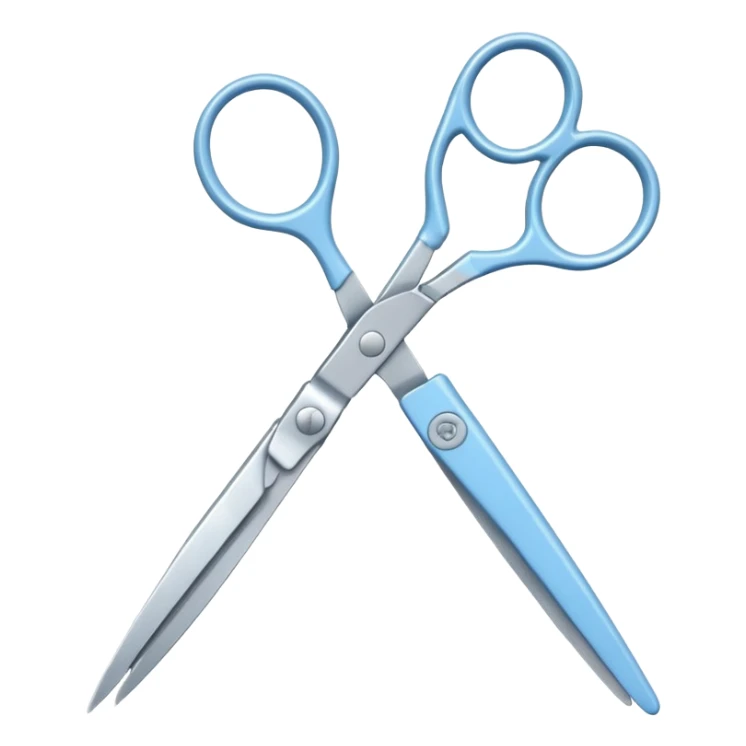 pastel blue professional scissors iOS Apple emoji style sticker