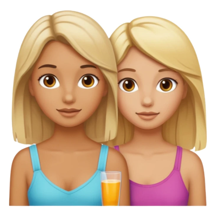 Gebräuntes Mädchen mit blonden Haaren und ihrer gebräunte braunhaarige Bestie  sticker