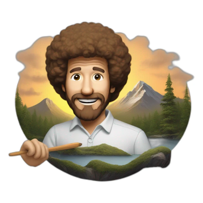 bob ross painting a picture sticker